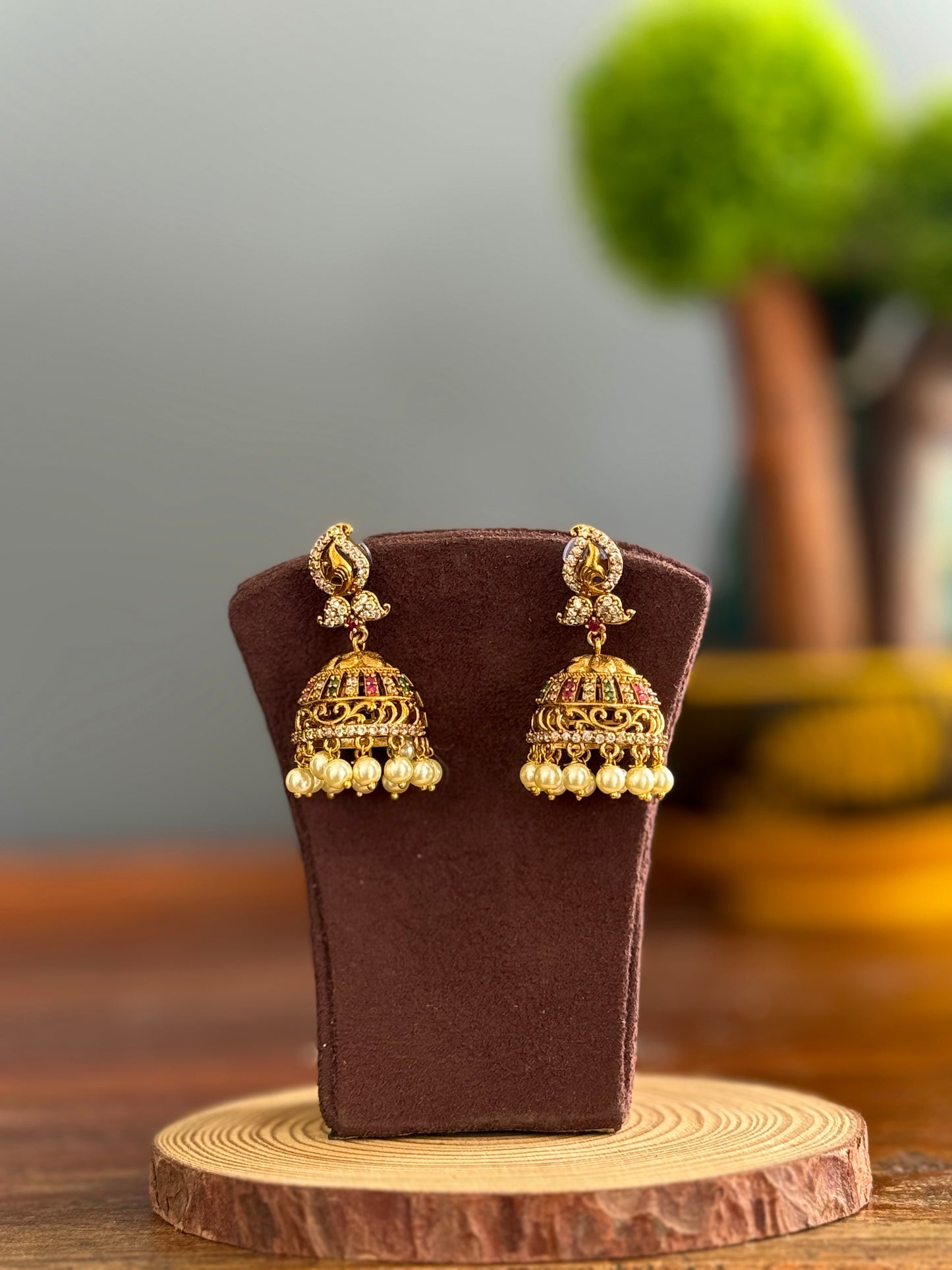 AD Stoned Jumka | Earring | Imitation Jewellery