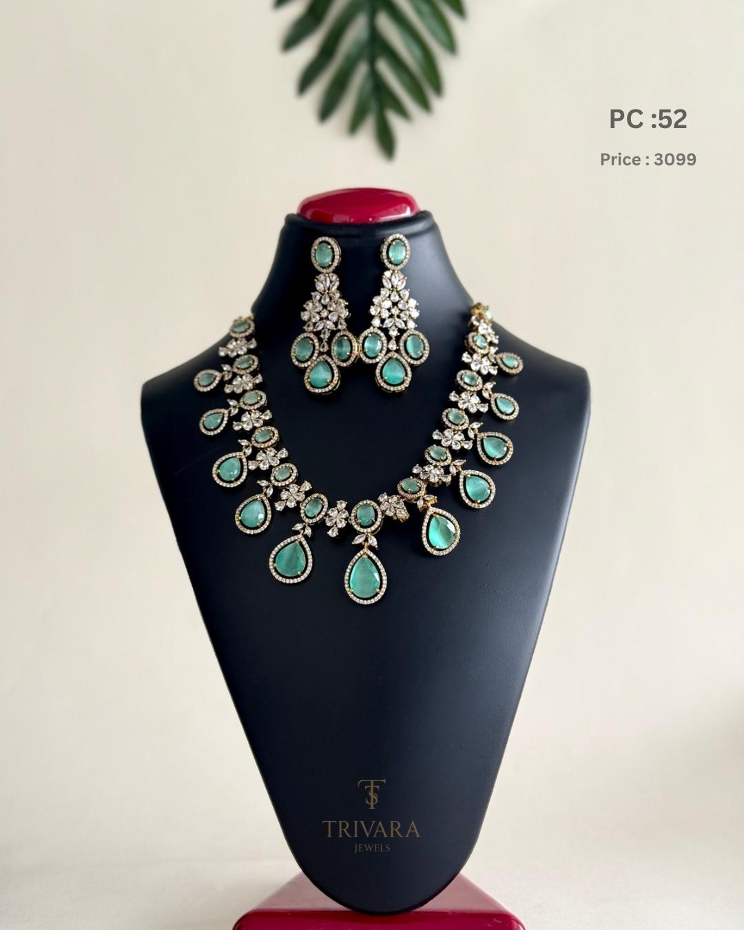 AD stoned floral necklace