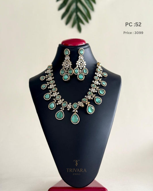 AD stoned floral necklace